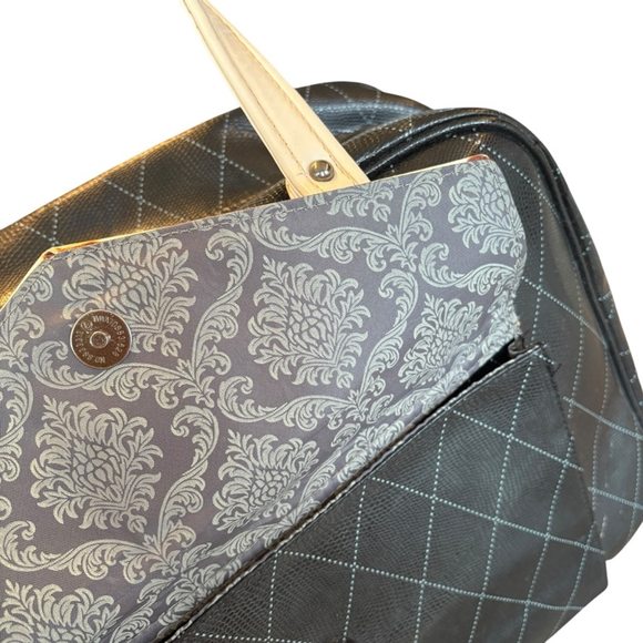 Vintage Mary Kay Black Faux Leather Consultant Travel Tote Overnight Bag Large - Picture 11 of 15